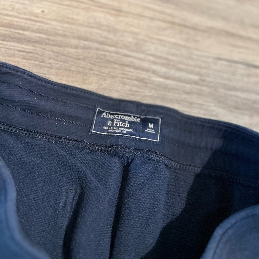 Abercrombie & Fitch Sweatpants Unisex sz M Black Track Pants Bold Spell Out Y2K - Picture 4 of 4